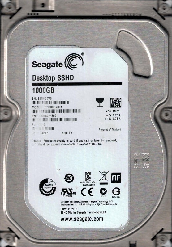 Seagate ST1000DX001 P/N: 1CM162-300 F/W: CC43 1TB TK Z1D