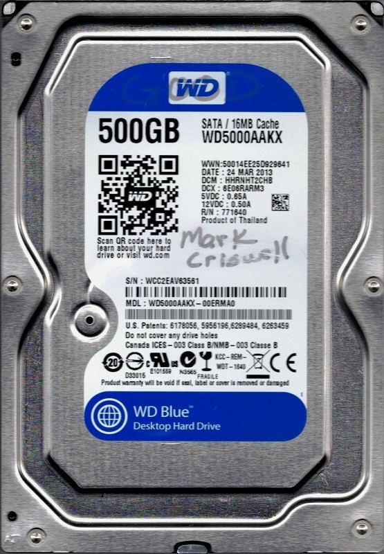 Western Digital WD5000AAKX-00ERMA0 DCM: HHRNHT2CHB 500GB