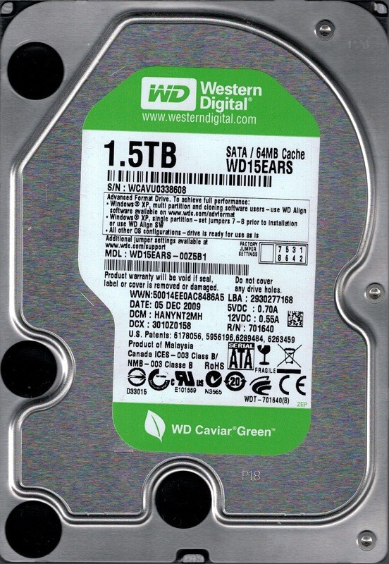 Western Digital WD15EARS-00Z5B1 1.5TB DCM: HANYNT2MH