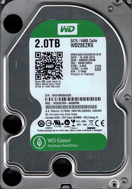 Western Digital WD20EZRX-00D8PB0 DCM: HGRNKTJMHB 2TB