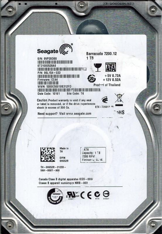 Seagate ST31000528AS F/W: CC44 P/N: 9SL154-033 TK 1TB