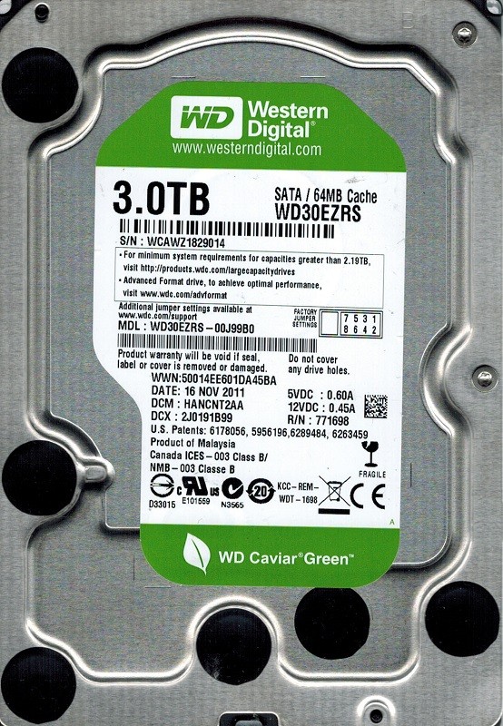 Western Digital WD30EZRS-00J99B0 3TB DCM: HANCNT2AA