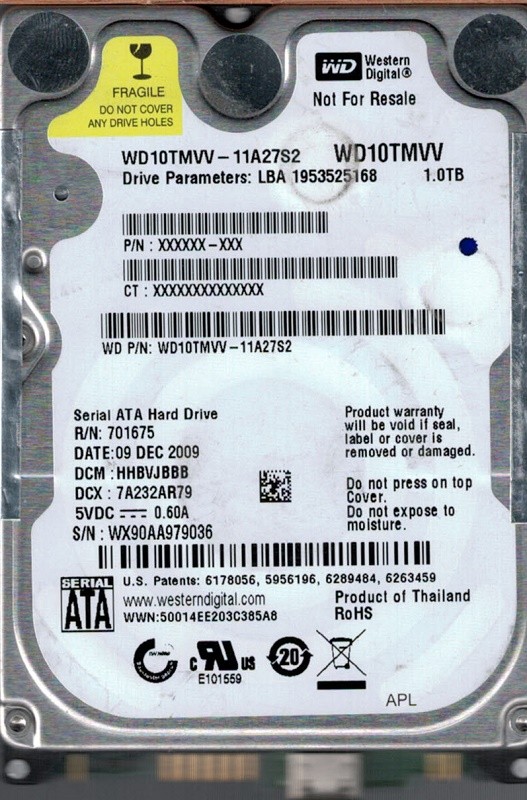 Western Digital WD10TMVV-11A27S2 USB 2.0 1TB DCM: HHBVJBBB