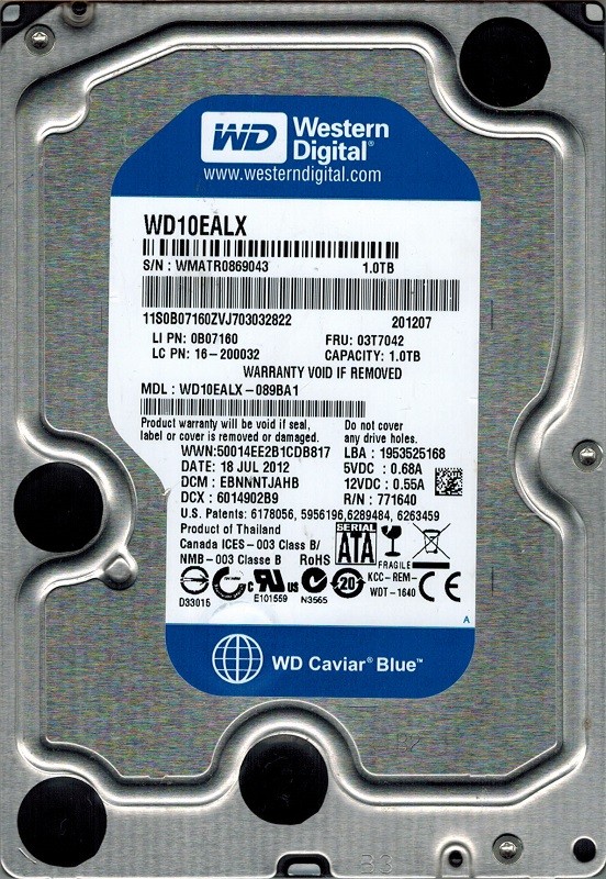 Western Digital WD10EALX-089BA1 1TB DCM: EBNNNTJAHB