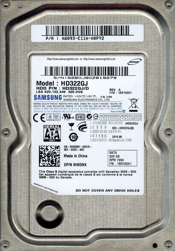Samsung HD322GJ 320GB HD322GJ/D P/N: A6093-E11A-A0PY2
