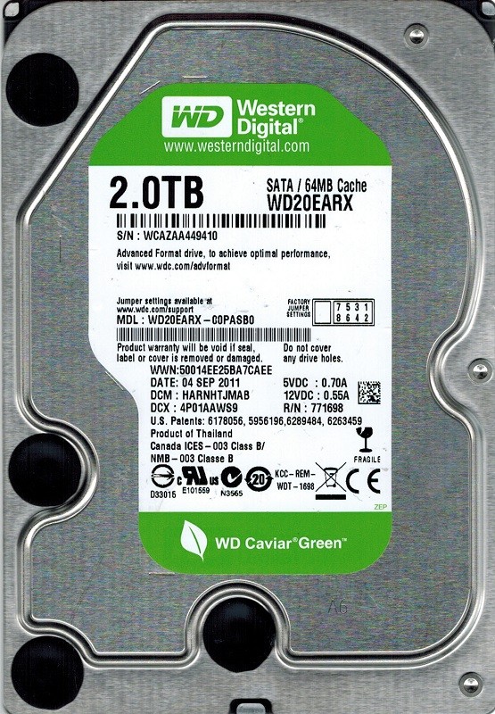 Western Digital WD20EARX-00PASB0 2TB DCM: HARNHTJMAB