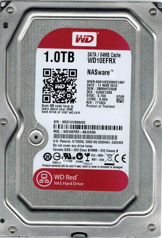 Western Digital WD10EFRX-68JCSN0 1TB DCM: DBRNHT2AGB