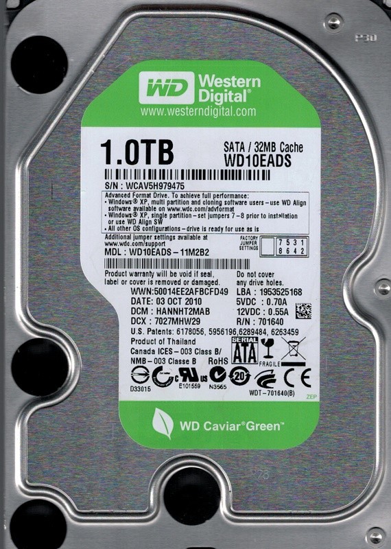 Western Digital WD10EADS-11M2B2 1TB DCM: HANNHT2MAB