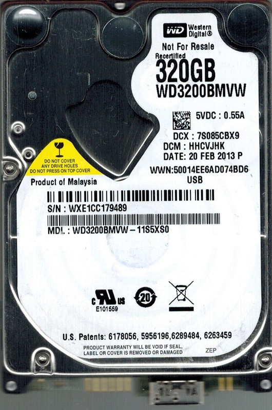 Western Digital WD3200BMVW-11S5XS0 USB 3.0 320GB DCM: HHCVJHK