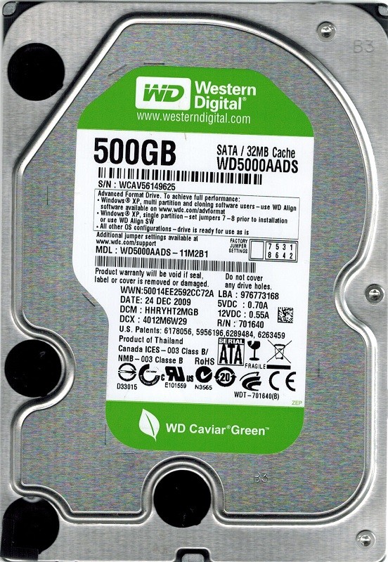 Western Digital WD5000AADS-11M2B1 500GB DCM: HHRYHT2MGB