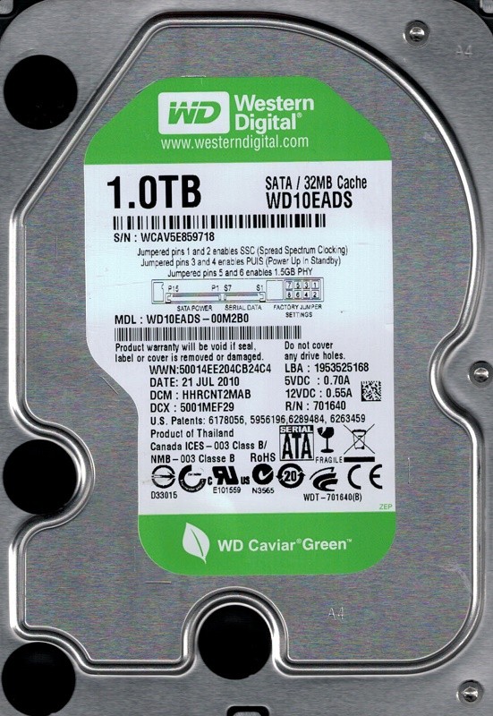 Western Digital WD10EADS-00M2B0 1TB DCM: HHRCNT2MAB