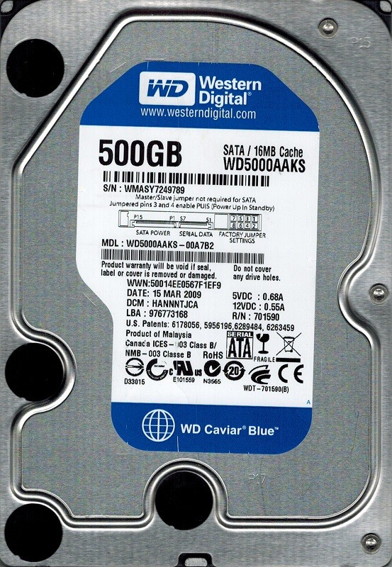 Western Digital WD5000AAKS-00A7B2 500GB DCM: HANNNTJCA