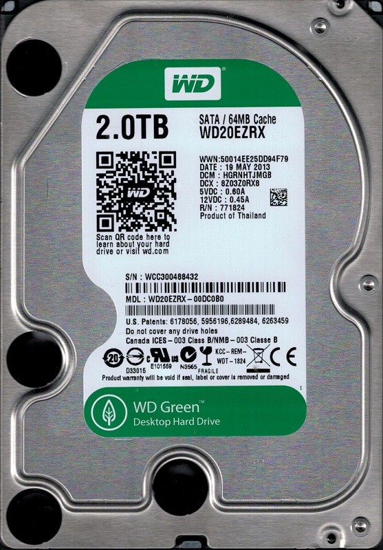 Western Digital WD20EZRX-00DC0B0 DCM: HGRNHTJMGB WCC30 2TB