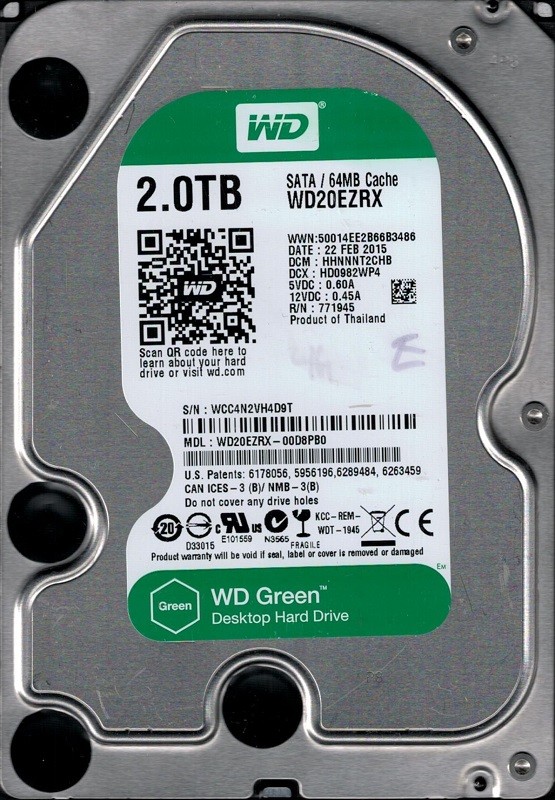 Western Digital WD20EZRX-00D8PB0 DCM: HHNNNT2CHB WCC4N 2TB