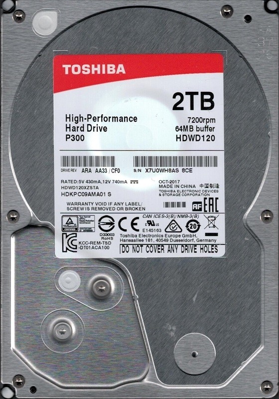 P300 HDWD120 ARA AA33/CF0 Toshiba 2TB