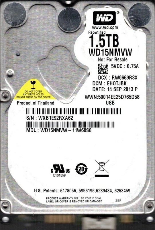 WD15NMVW-11W68S0 Western Digital 1.5TB USB 3.0 DCM: EHOTJBK