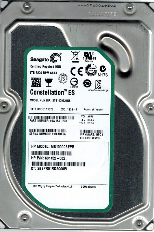 Seagate ST31000524NS P/N: 9JW154-290 F/W: HPG4 1TB KRATSG