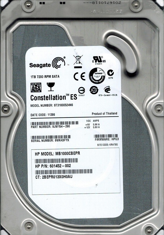 Seagate ST31000524NS P/N: 9JW154-290 F/W: HPG3 KRATSG 1TB