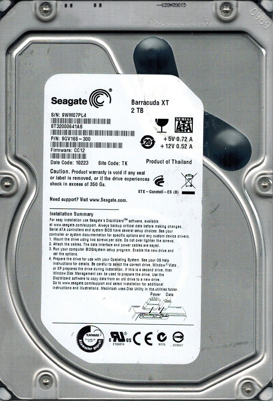 Seagate ST32000641AS P/N: 9GV168-300 F/W: CC12 2TB TK