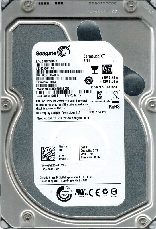 Seagate ST32000641AS P/N: 9GV168-036 F/W: CC44 2TB TK