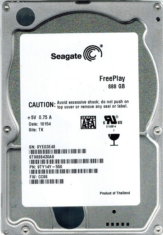 Seagate ST9888430AS 888GB P/N: 9TY14Y-550 F/W: CC98 TK