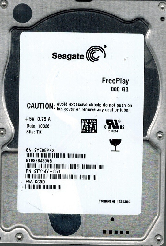 Seagate ST9888430AS F/W: CC9D P/N: 9TY14Y-550 888GB TK