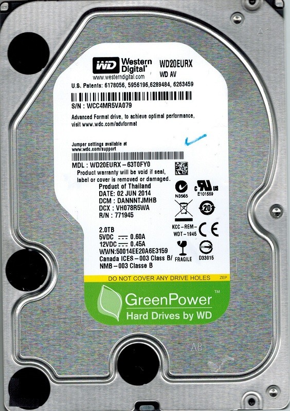 Western Digital WD20EURX-63T0FY0 2TB DCM: DANNNTJMHB