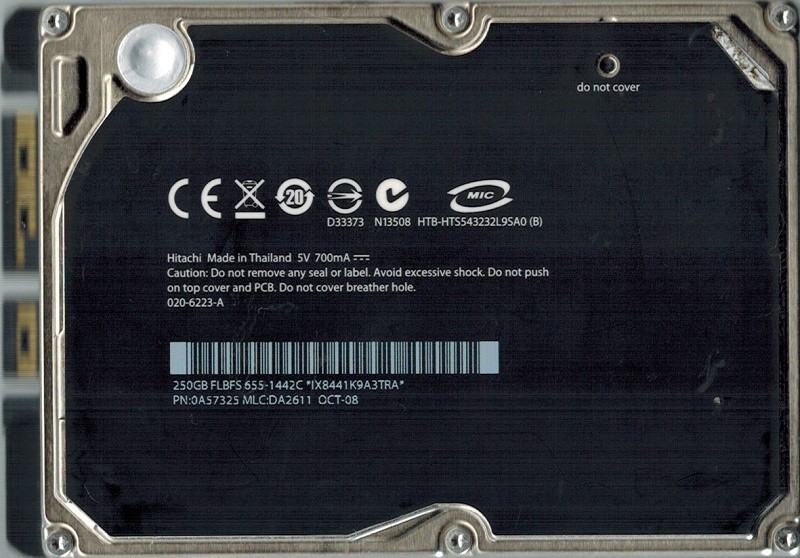 Hitachi HTS543232L9SA0 250GB P/N: 0A57325 MLC: DA2611