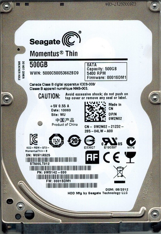 Seagate ST500LT012 F/W: 0001SDM1 P/N: 9WS142-030 500GB WU