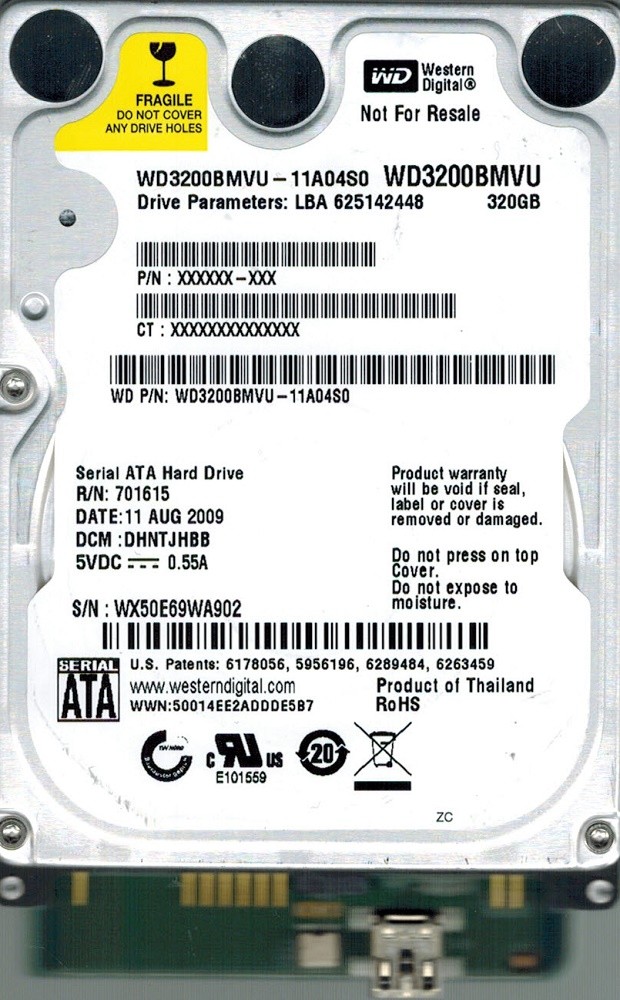 Western Digital WD3200BMVU-11A04S0 320GB DCM: DHNTJHBB