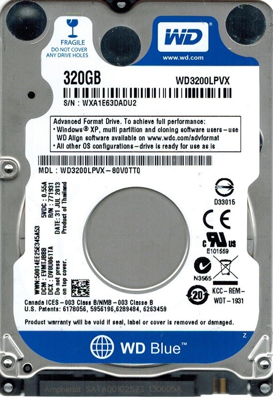 Western Digital WD3200LPVX-80V0TT0 320GB DCM: EVMTJBBB