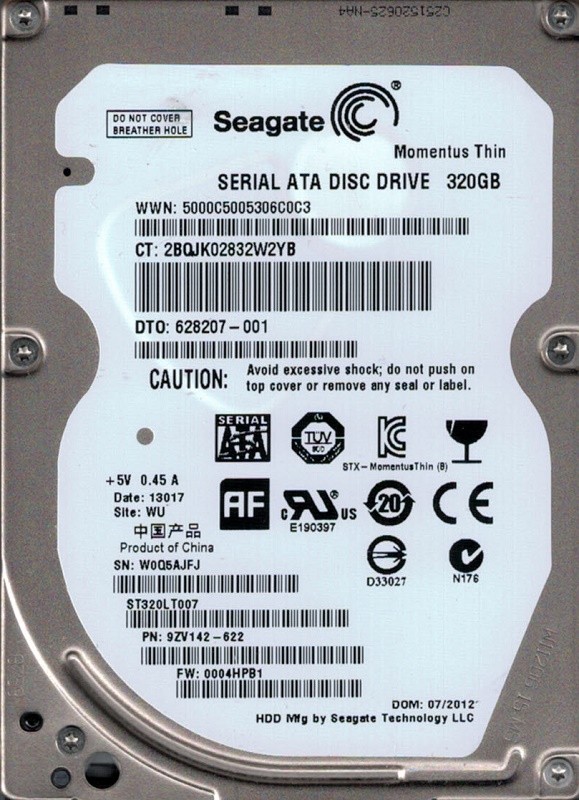 Seagate ST320LT007 P/N: 9ZV142-622 F/W: 0004HPB1 320GB WU