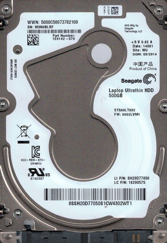 Seagate ST500LT032 P/N: 1E9142-070 F/W: 0002LVM1 500GB  WU