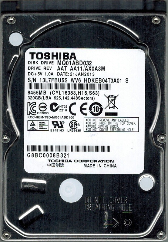 Toshiba MQ01ABD032 320GB AAT AA11/AX0A3M CHINA
