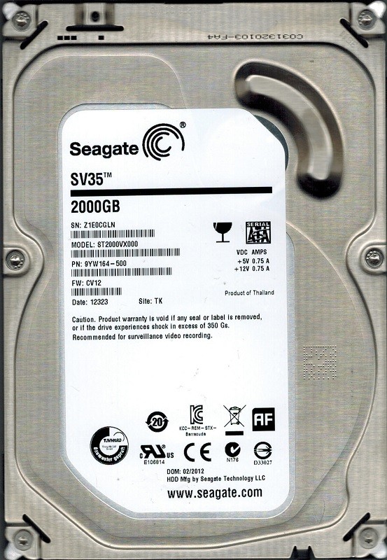 Seagate ST2000VX000 P/N: 9YW164-500 F/W: CV12 TK 2TB