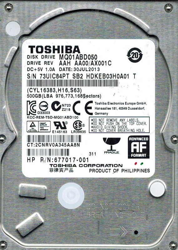 Toshiba MQ01ABD050 500GB AAH AA00/AX001C PHILIPPINES