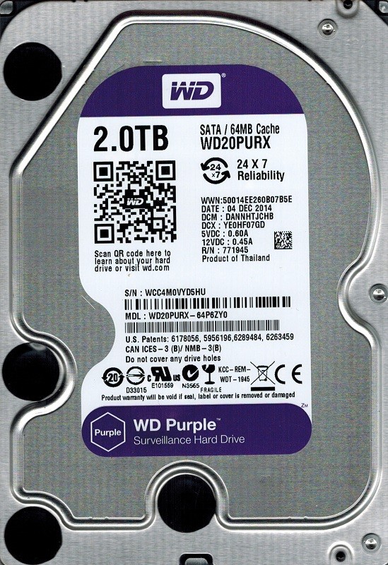 Western Digital WD20PURX-64P6ZY0 2TB DCM: DANNHTJCHB
