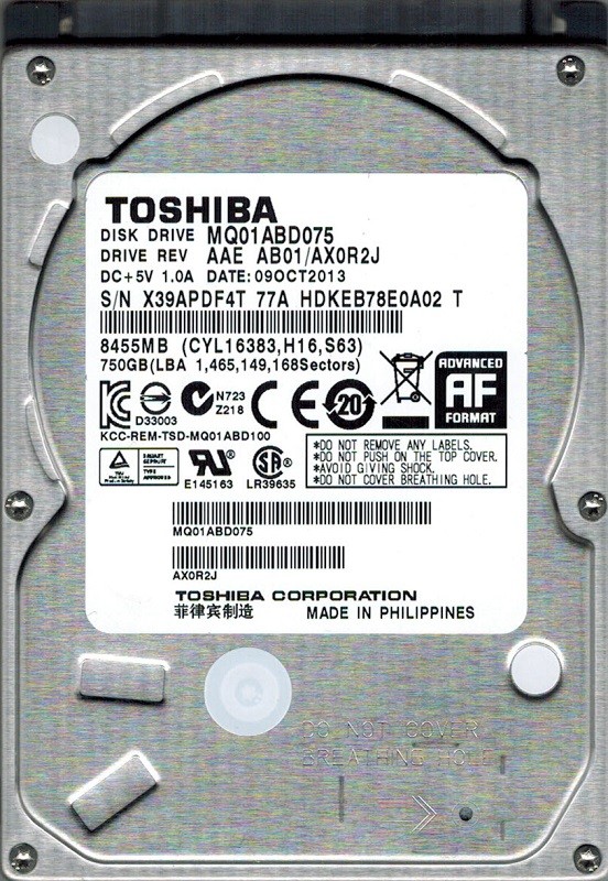 Toshiba MQ01ABD075 750GB AAE AB01/AX0R2J PHILIPPINES