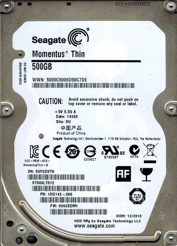Seagate ST500LT012 P/N: 1DG142-285 F/W: 0002SDM1 SU 500GB