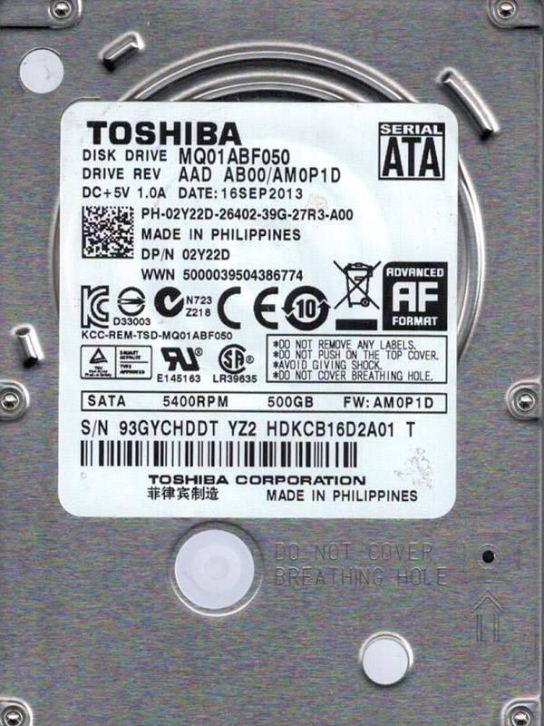 Toshiba MQ01ABF050 500GB AAD AB00/AM0P1D PHILIPPINES