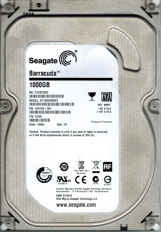 Seagate ST1000DM003 P/N: 1CH162-301 F/W: CC44 TK 1TB