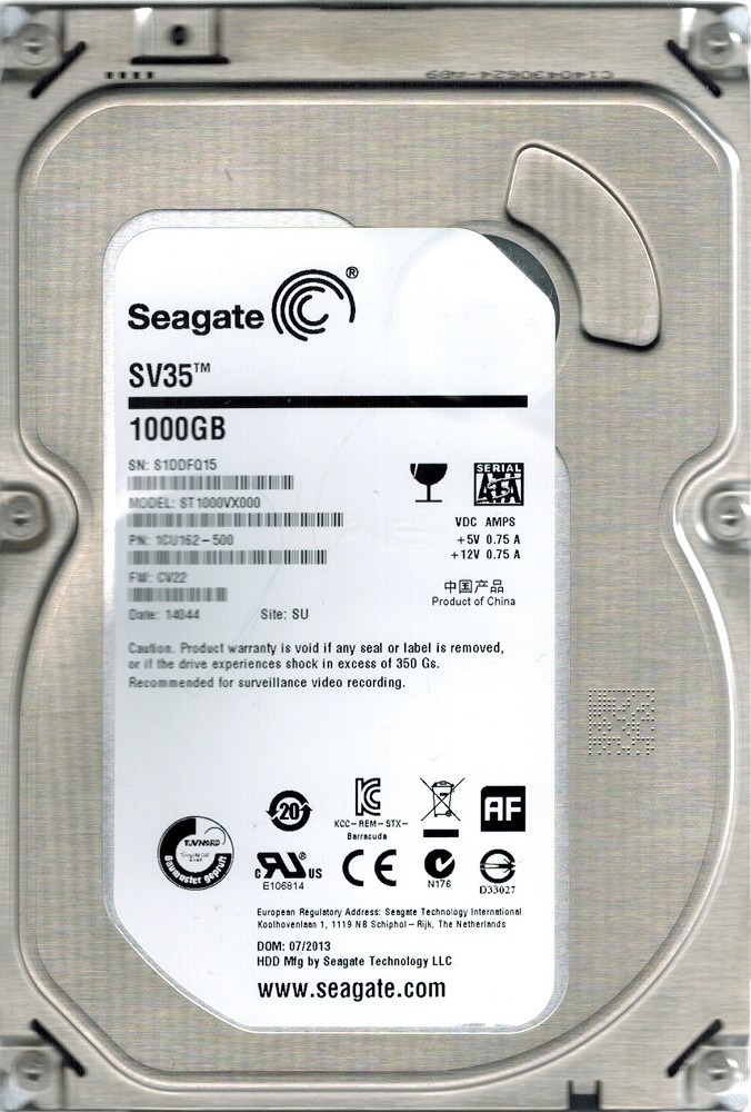Seagate ST1000VX000 P/N: 1CU162-500 F/W: CV22 SU 1TB