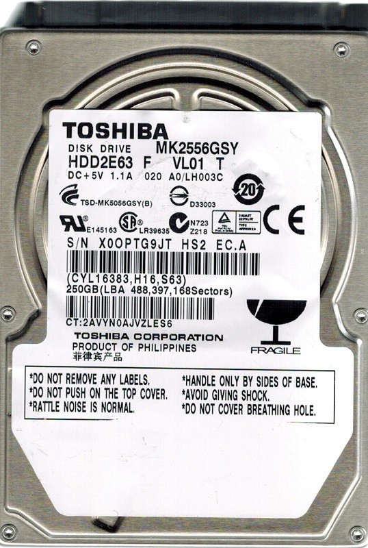 Toshiba MK2556GSY 250GB HDD2E63 F VL01 T PHILIPPINES