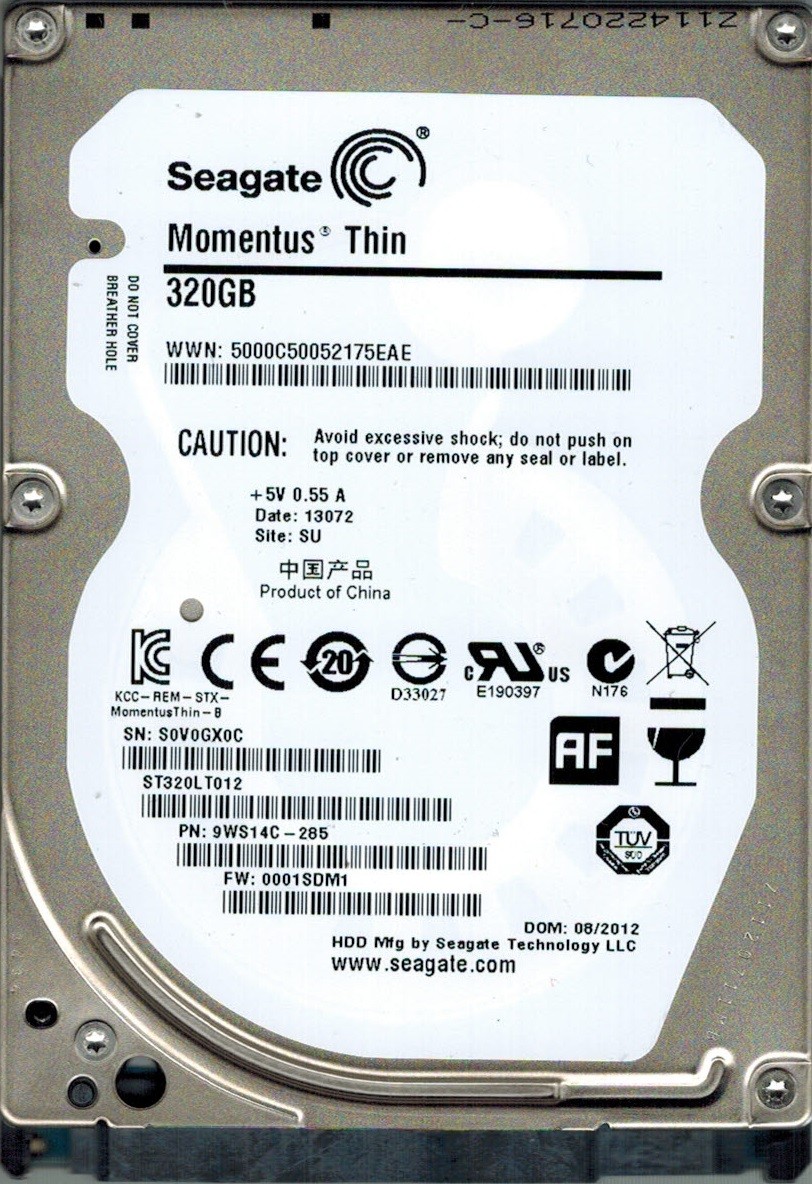 Seagate ST320LT012 F/W: 0001SDM1 P/N: 9WS14C-285 SU 320GB