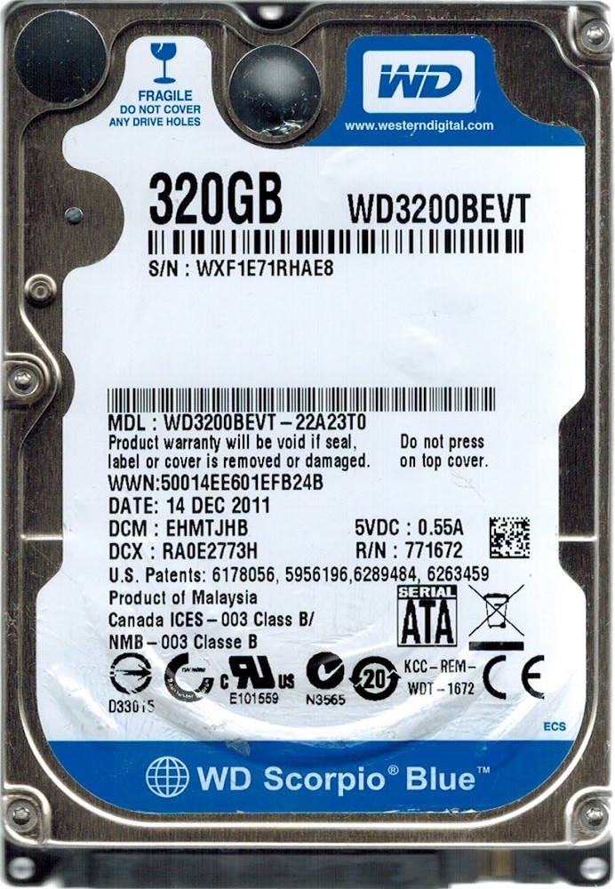 Western Digital WD3200BEVT-22A23T0 320GB DCM: EHMTJHB