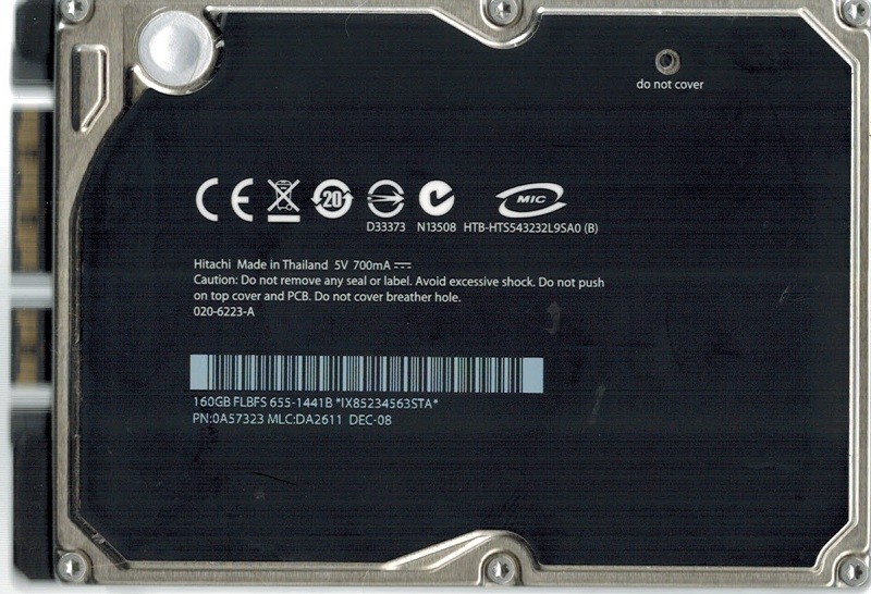 Hitachi HTS543232L9SA0 P/N: 0A57323 MLC: DA2611 160GB