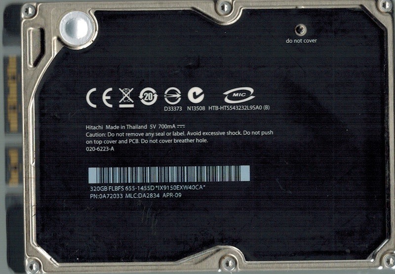 Hitachi HTS543232L9SA0 P/N: 0A72033 MLC: DA2834 250GB