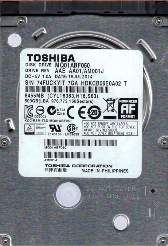 Toshiba MQ01ABF050 500GB AAE AA01/AM001J PHILIPPINES