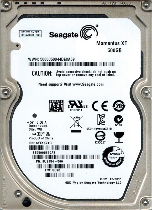 Seagate ST95005620AS P/N: 9UZ154-500 F/W: SD28 500GB WU