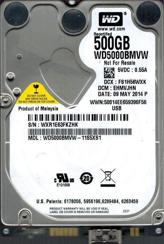 Western Digital WD5000BMVW-11S5XS1 DCM: EHMVJHN 500GB